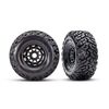LEM10272-Tires &amp; wheels, assembled, glued, lef t (1), right (1) (black wheels, Maxx Slash belted tires, foam