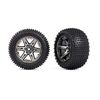 LEM3772R-Tires &amp; wheels, assembled, glued (2.8 ') (RXT black chrome wheels, Alias ti res, foam inserts) (2WD