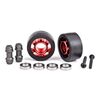 LEM7775R-Wheels, wheelie bar, 6061-T6 aluminum (red-anodized) (2)/ axle, wheelie ba r, 6061-T6 aluminum (2)/