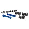 Mounts, suspension arms, aluminum (bl ue-anodized) (front & rear)/ hinge pi n retainers (12)/ inserts (6)