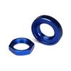 Servo saver nuts, aluminum, blue-anod ized (hex (1), serrated (1))