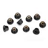 Nuts, 4mm flanged nylon locking, serr ated (black) (10)