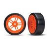 LEM8376A-Tires and wheels, assembled, glued (s plit-spoke orange wheels, 1.9' Drift tires) (front)&nbsp; &nbsp; &nbsp; &nbsp; &nbsp; &nbsp;