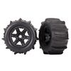 LEM8674-Tires &amp; wheels, assembled, glued (bla ck 3.8' wheels, paddle tires, foam inserts) (2) (TSM rated)&nbsp; &nbsp;