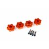 LEM8956T-Wheel hubs, hex, aluminum (orange-ano dized) (4)/ 4x13mm screw pins (4)