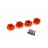 Wheel hubs, hex, aluminum (orange-ano dized) (4)/ 4x13mm screw pins (4)