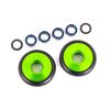 LEM9461G-Wheels, wheelie bar, 6061-T6 aluminum (green-anodized) (2)/ 5x8x2.5mm ball bearings (4)/ o-rings (2)