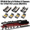 H0-AC 4 Stück Rollböcke + Reinigungsfilze Märklin