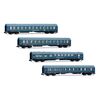 DR Coffret de 4 voitures voyageurs OSShD type B Touristen-Express Set 1 bleu 2x WLAB + 1x WR+1x Salo