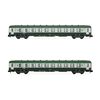 SNCF Coffret de 2 voitures voyageurs DEV AO (2x B10) vertes/grises avec logo nouille Ep.IV