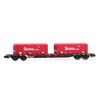 FS wagon porte-conteneurs à 4 essieux Sgnss brun avec 2x rouge 22' conteneurs Spedirail Ep.VI