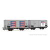 FS Coffret de 2 wagons réfrigérés Hgb 2 essieux caisse de wagon métallique argenté CINZANO Ep.III