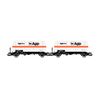 FS Coffret de 2 wagons-citernes à gaz à 2 essieux avec toit ouvrant Agipgas Ep.IV