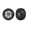 Tires & wheels, assembled, glued (2.8 ') (RXT black chrome wheels, Alias ti res, foam inserts) (2WD electric rear