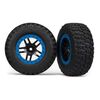 Tire & wheel assy, glued (SCT Split-S poke, black, blue beadlock wheels, B FGoodrich Mud-Terrain