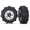 Tires & wheels, assembled, glued (SCT Split-Spoke satin chrome, beadlock s tyle wheels, paddle tires, foam inser