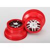 Wheels, SCT Split-Spoke, chrome, red  beadlock style, dual profile (2.2' outer, 3.0' inner) (front/r