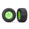 Tires & wheels, assembled, glued (X-M axx green wheels, Maxx AT tires, foam inserts) (left & right) (2)