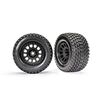 Tires & wheels, assembled, glued (XRT Race black wheels, GravixÔäó tires, fo am inserts) (left & right)