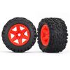 Tires & wheels, assembled, glued (ora nge wheels, Talon EXT tires, foam ins erts) (2) (17mm splined) (TSM rated)