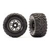 Tires & wheels, assembled, glued (bla ck wheels, Maxx All-Terrain tires, fo am inserts) (2) (17mm splined) (TSM r
