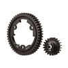 Spur gear, 50-tooth (machined, harden ed steel) (wide-face)/ gear, 20-T pin ion (1.0 metric pitch) (fits 5mm shaf