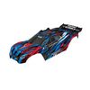 Body, Rustler 4X4 VXL, blue/ window, grille, lights decal sheet (assembled with front & rear body mounts and re