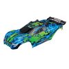Body, Rustler 4X4 VXL, green/ window, grill, lights decal sheet (assembled with front & rear body mounts and re