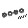 Wheel hubs, 12mm hex, 6061-T6 aluminu m (charcoal gray-anodized) (4)/ screw pin (4)