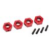 Wheel hubs, 12mm hex, 6061-T6 aluminu m (red-anodized) (4)/ screw pin (4)