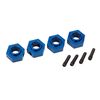 Wheel hubs, 12mm hex, 6061-T6 aluminu m (blue-anodized) (4)/ screw pin (4)