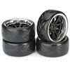 Train de roues Drift LP  9 battons/Profile B  noir/chromé 1/10ème (4pcs)