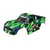 Body, Hoss 4X4 VXL, green/ window, gr ille, lights decal sheet (assembled w ith front & rear body mounts and rear