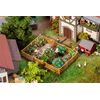 Jardin d'agrément avec fleurs et arbustes