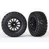 Tires & wheels, assembled, glued (bla ck wheels, gravel pattern tires, foam inserts) (2) (TSM rated)