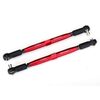 Toe links, X-Maxx (TUBES red-anodized , 7075-T6 aluminum, stronger than tit anium) (157mm) (2)/ rod ends, assembl