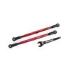 Toe links, front (TUBES red-anodized, 6061-T6 aluminum) (2) (for use with #7895 X-Maxx WideMaxx suspension kit)