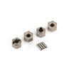 Wheel hubs, 7mm hex (steel) (4)/ axle pins (8)