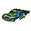 Body, Slash 4X4 (also fits Slash VXL & Slash 2WD), green and blue (painted , decals applied) (assembled with fro
