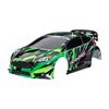 Body, Ford Fiesta ST Rally VXL, orang e (painted, decals applied) (assemble d with rear wing, body support, & bod
