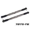 Toe links, X-Maxx (TUBES orange-anodi zed, 7075-T6 aluminum, stronger than titanium) (157mm) (2)/ rod ends, asse