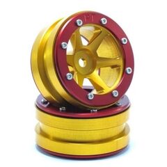 ABMT0030GOR-Beadlock Wheels PT-Slingshot Gold/Red 1.9 (2 pcs)
