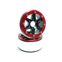 ABMT5010BR-Beadlock Wheels SIXSTAR Black/Red 1.9 (2) w/o Hub
