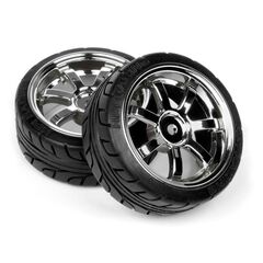 HPI4738-MOUNTED T-GRIP TIRE 26mm RAYS 57S-PRO WHEEL CHROME