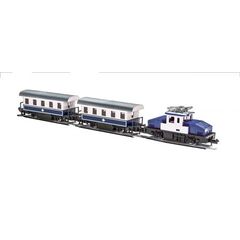 E-Lok mit zwei Wagen Alpen Express weiß/blau
