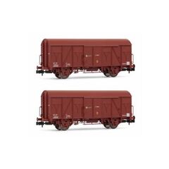 RENFE 2 gedeckte Güterwagen  braun Ep IV-V
