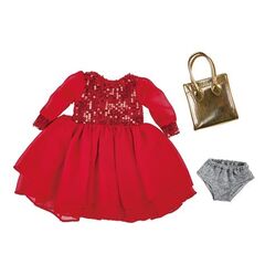 Pailettenkleid rot mit Tasche