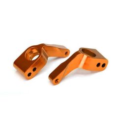 Stub axle carriers, Rustler/Stampede/ Bandit (2), 6061-T6 aluminum (orange- anodized)/ 5x11mm ball bearings (4)