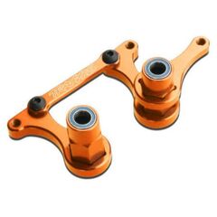 LEM3743T-Steering bellcranks, drag link (orang e-anodized 6061-T6 aluminum)/ 5x8mm b all bearings (4)/ hardwa