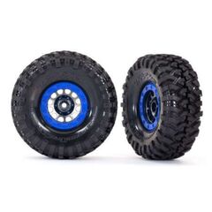 LEM8182-Tires and wheels, assembled, glued (M ethod 105 1.9' black chrome, blue bea dlock style wheels, Cany